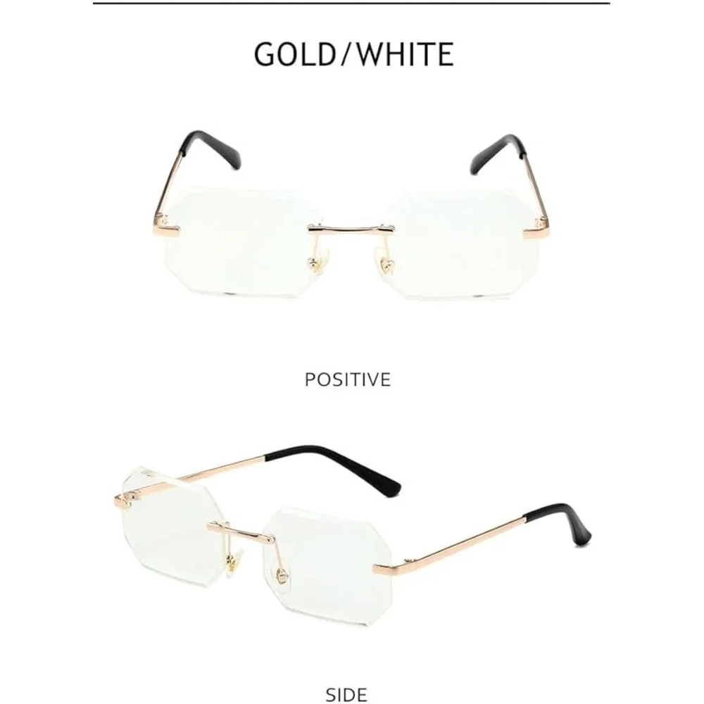 Eyeglasses Cutout‎ Clear Lens Glasses Gold Frame Women Fashion Accessory Gafas
